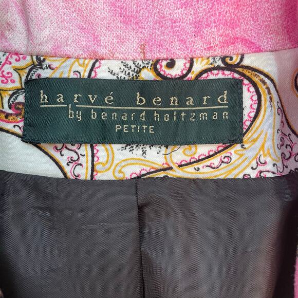 VTG Harvé Benard Petite Blazer Women’s S Zebra Paisley Pink Brown Animal Jacket - Picture 3 of 5